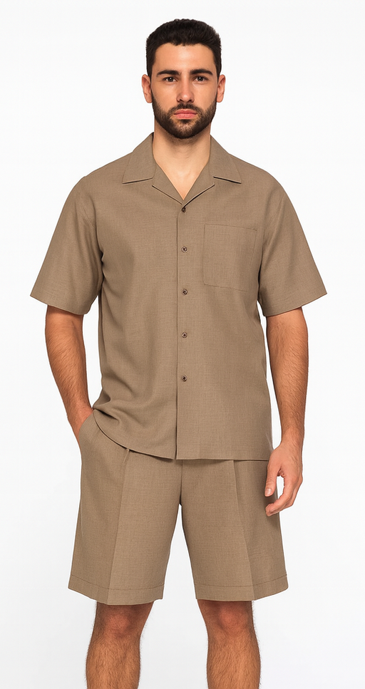 Mens Walking Suits With Shorts + Shorts Oatmeal