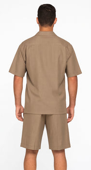 Mens Walking Suits With Shorts + Shorts Oatmeal