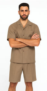 Mens Walking Suits With Shorts + Shorts Oatmeal
