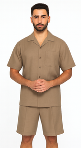 Mens Walking Suits With Shorts + Shorts Oatmeal