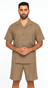 Mens Walking Suits With Shorts + Shorts Oatmeal