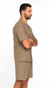 Mens Walking Suits With Shorts + Shorts Oatmeal