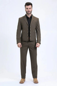 Men's Western Sport Suit - Brown - Traje Para Hombre