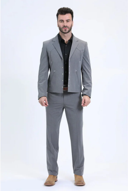 Men's Western Sport Suit - Grey - Traje Para Hombre