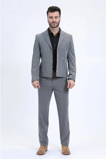 Men's Western Sport Suit - Grey - Traje Para Hombre