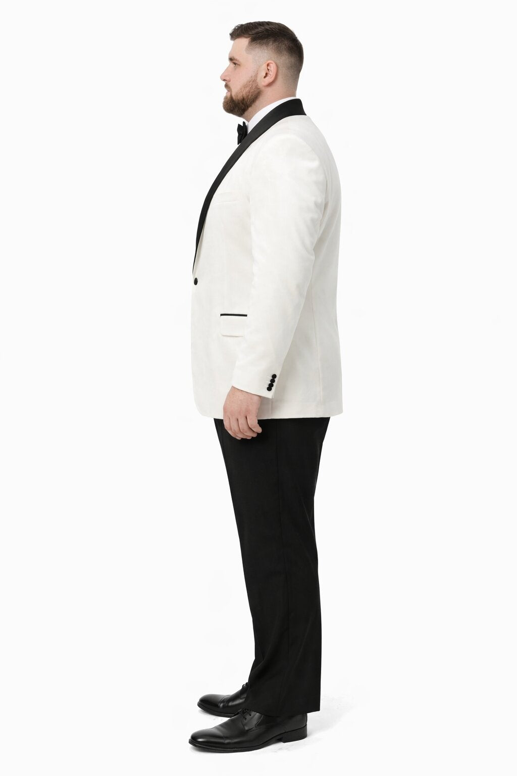 Mens Big and Tall Blazer - White Plus Size Tuxedo Jacket - Image 3