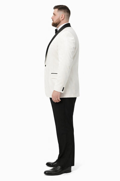 Mens Big and Tall Blazer - White Plus Size Tuxedo Jacket - Image 3