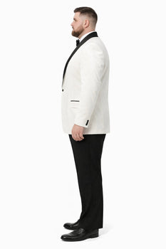 Mens Big and Tall Blazer - White Plus Size Tuxedo Jacket - Image 3