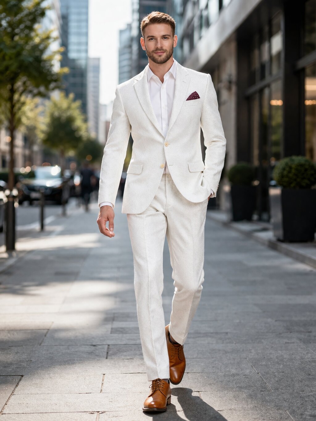 White on White Seersucker Suit - Shadow Pinstripe