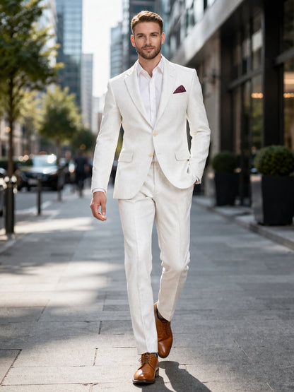 White on White Seersucker Suit - Shadow Pinstripe