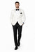 Men's Super 150's Viscose Blend 1 Button White Tuxedo Floral Pattern  Dinner Jacket
