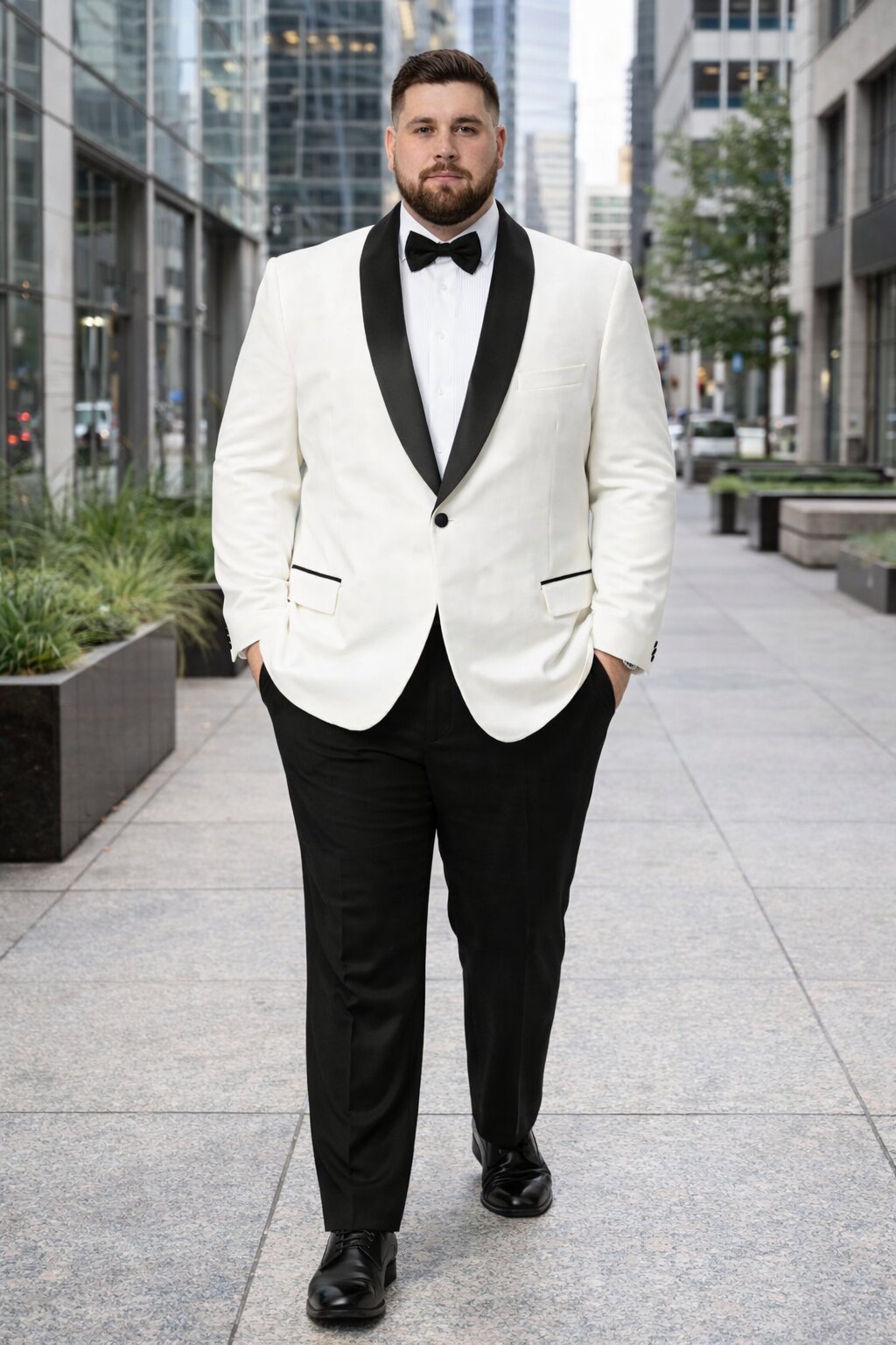 Mens Big and Tall Blazer - White Plus Size Tuxedo Jacket - Image 6