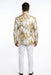 Mens White and Gold Floral Tuxedo Jacket with Satin Lapel – Luxury Prom, Wedding and Formal Dinner Blazer