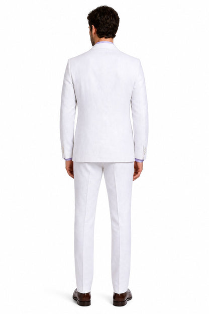 2 Button Men's  Jacket White Linen Suit - Mens Linen Suit