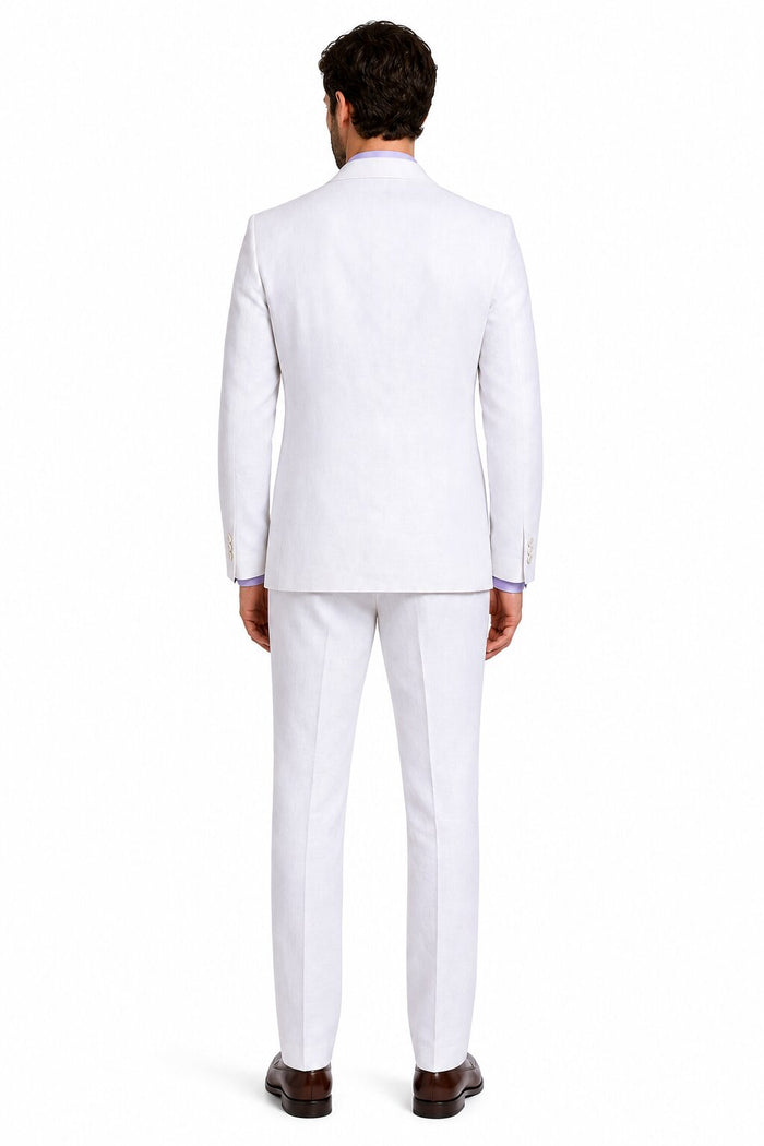 2 Button Men's  Jacket White Linen Suit - Mens Linen Suit