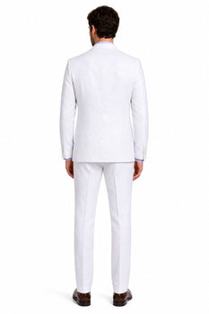 2 Button Men's  Jacket White Linen Suit - Mens Linen Suit