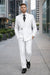 Men’s White Double Breasted Wool Suit with Designer Tailored Formal Set Metal Buckle Closure
