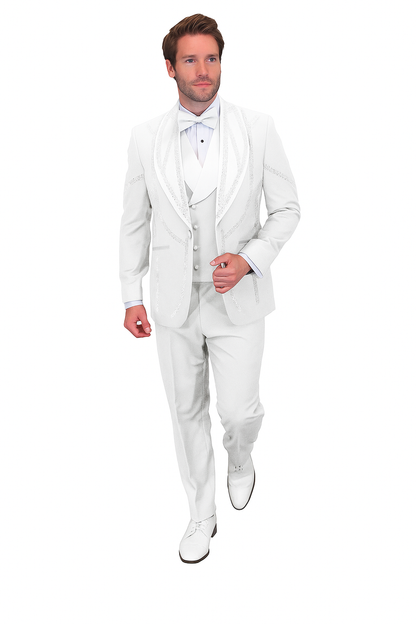 Italian Wool 3-Piece Modern Fit White Tuxedo - Image 4