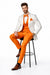 White and Orange Tuxedo Wedding Suit - White Dinner Jacket + Vest + Pants + Bow-tie