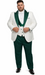 Men’s White Paisley & Hunter Green Tuxedo – Designer Vested Wool Suit for Wedding & Prom