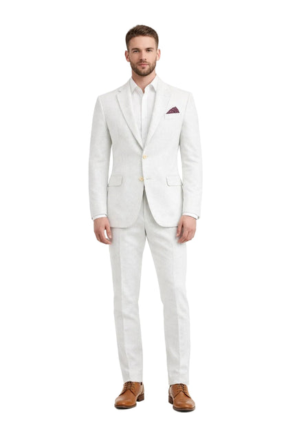White on White Seersucker Suit - Shadow Pinstripe