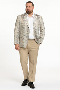 Men’s White Snake Print Blazer – Exotic Slim Fit Party and Fashion Jacket - Alligator crocodile print