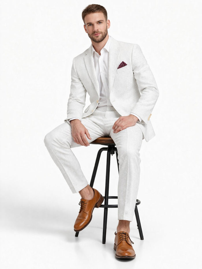 White on White Seersucker Suit - Shadow Pinstripe