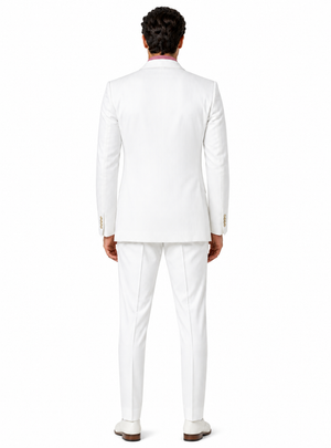 Men's White  100% Linen Two Piece Regular Fit Suit Flat Front Pants - Mens Linen Suit
