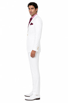 Men's White  100% Linen Two Piece Regular Fit Suit Flat Front Pants - Mens Linen Suit