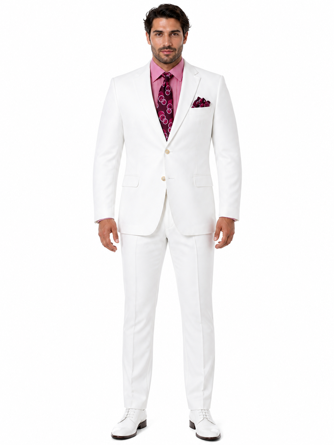 Men's White  100% Linen Two Piece Regular Fit Suit Flat Front Pants - Mens Linen Suit