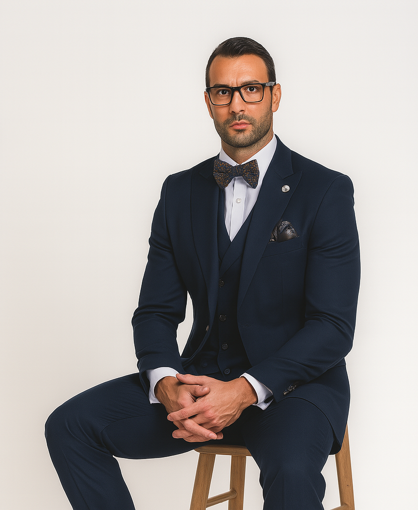 Men's Wide Leg Suits – Classic, Athletic Fit 1-Button Vested Wool Suits - Image 4