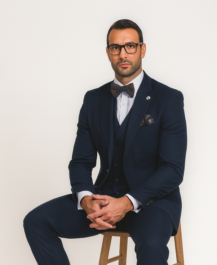 Men's Wide Leg Suits – Classic, Athletic Fit 1-Button Vested Wool Suits - Image 4