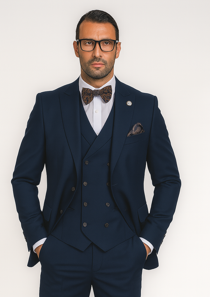 Men's Wide Leg Suits – Classic, Athletic Fit 1-Button Vested Wool Suits
