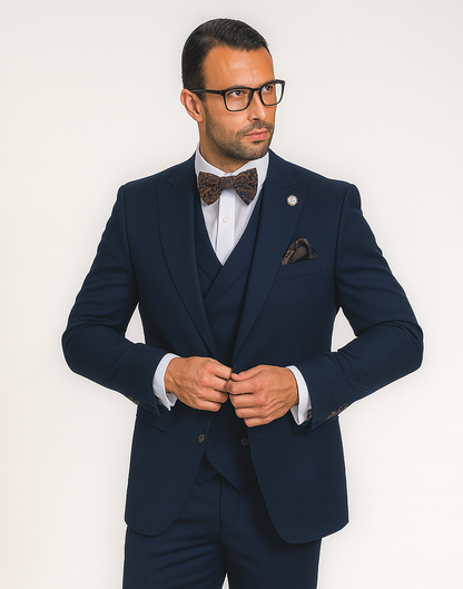 Men's Wide Leg Suits – Classic, Athletic Fit 1-Button Vested Wool Suits - Image 5