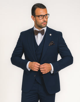Men's Wide Leg Suits – Classic, Athletic Fit 1-Button Vested Wool Suits - Image 5