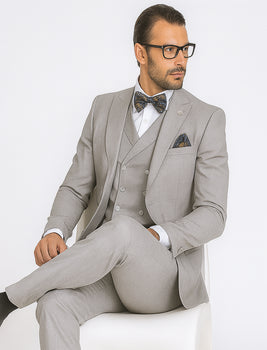 Men's Wide Leg Suits – Classic, Athletic Fit 1-Button Vested Wool Suits - Image 12