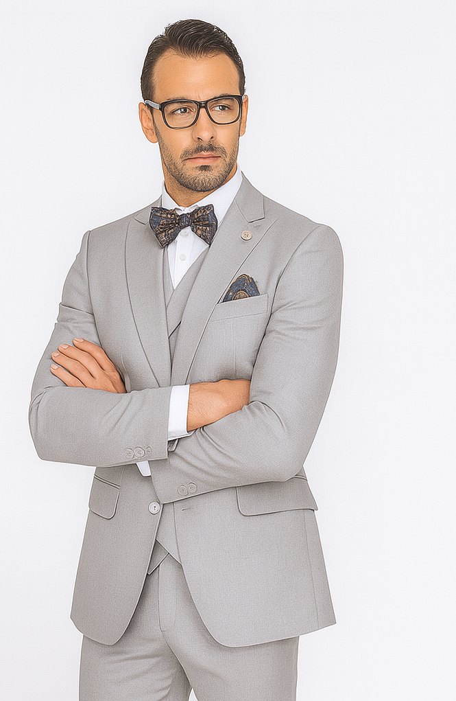 Men's Wide Leg Suits – Classic, Athletic Fit 1-Button Vested Wool Suits - Image 9