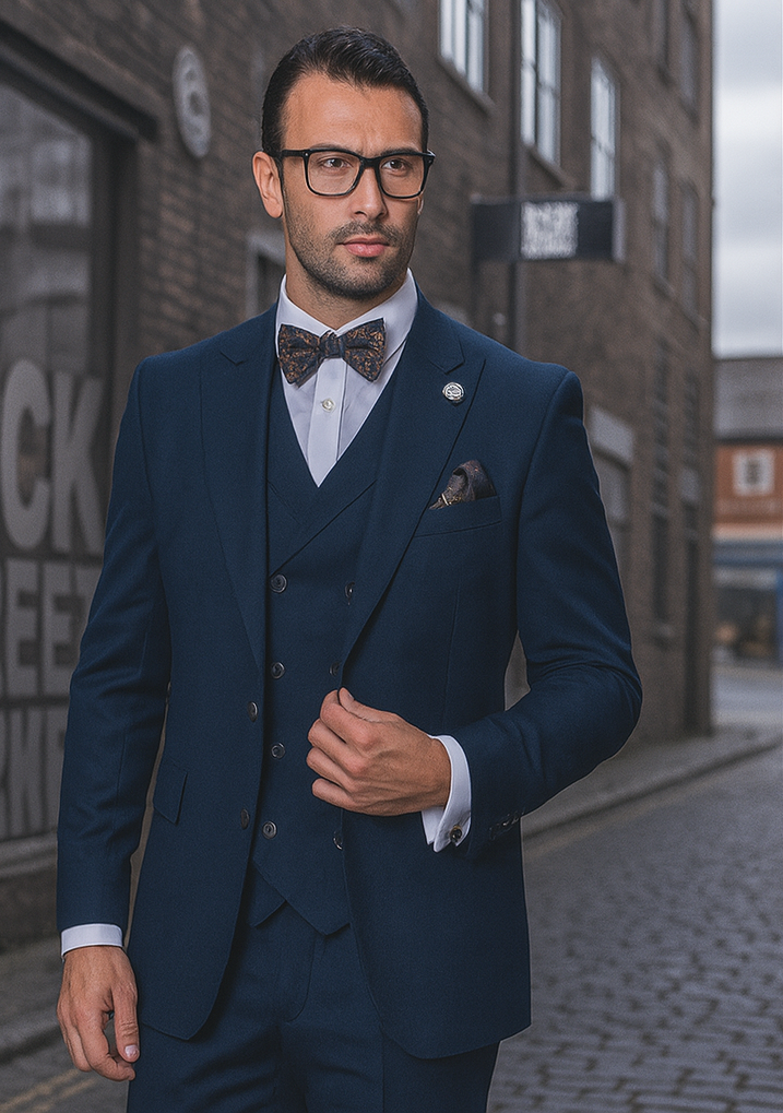 Men's Wide Leg Suits – Classic, Athletic Fit 1-Button Vested Wool Suits - Image 3