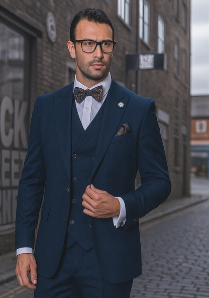 Men's Wide Leg Suits – Classic, Athletic Fit 1-Button Vested Wool Suits - Image 3