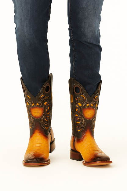 Men's Wild West Caiman Tail Ranch Toe Boots 282401 - Image 6