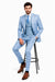 Statement Mens Modern Fit 3 Piece 100% Super 200s Wool Classic Windowpane Suit – Double Breasted Vest