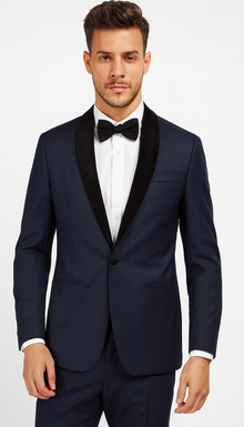 Men's Wool Fabric Navy Blue With Black Velvet Fabric velour Men's blazer Jacket Sport Coat Tuxedo Looking!