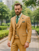 Men’s Stylish Plaid Wedding Suit – Yellow 3-Piece Ensemble