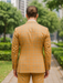 Men’s Stylish Plaid Wedding Suit – Yellow 3-Piece Ensemble