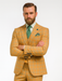 Men’s Stylish Plaid Wedding Suit – Yellow 3-Piece Ensemble