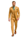 Men’s Stylish Plaid Wedding Suit – Yellow 3-Piece Ensemble