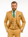 Men’s Stylish Plaid Wedding Suit – Yellow 3-Piece Ensemble