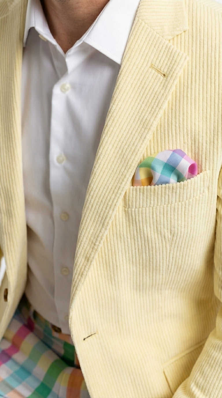 Mens Yellow Seersucker Blazer – Lightweight Summer Sport Coat Formal Casual Wedding Party Jacket