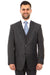 Mens Zegarie Brand Men's 100% Wool Modern Fit Vested Suit in Charcoal Grey & Blue Windowpane Plaid