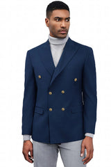 Mens Zegarie Brand Men's Classic Double Breasted Sport Coat Blazer in Navy